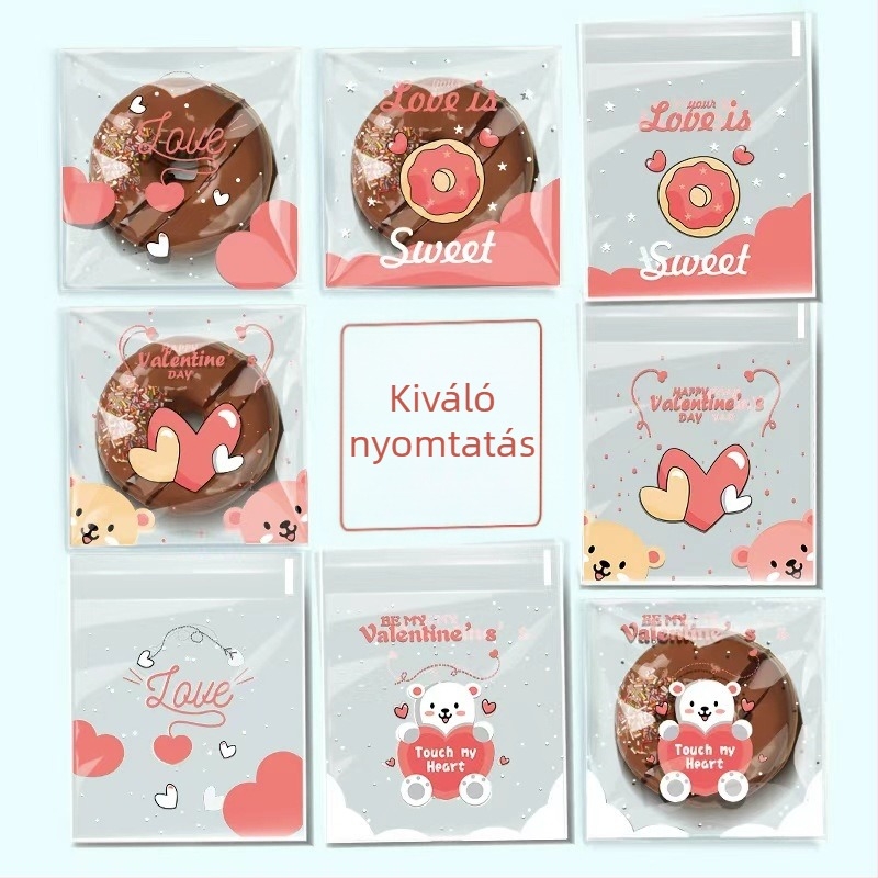 Állat alakú, átlátszó OPP öntapadós tasak, átlátszó műanyag csomagoló tasak édességekhez, Valentin-nap sorozat