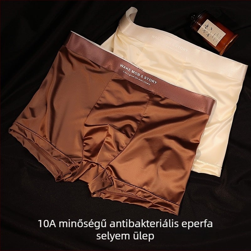 Fényűző Ice Silk férfi alsónemű, selyemfényű, légáteresztő, antibakteriális, varrat nélküli, nagy méretű boxeralsó
