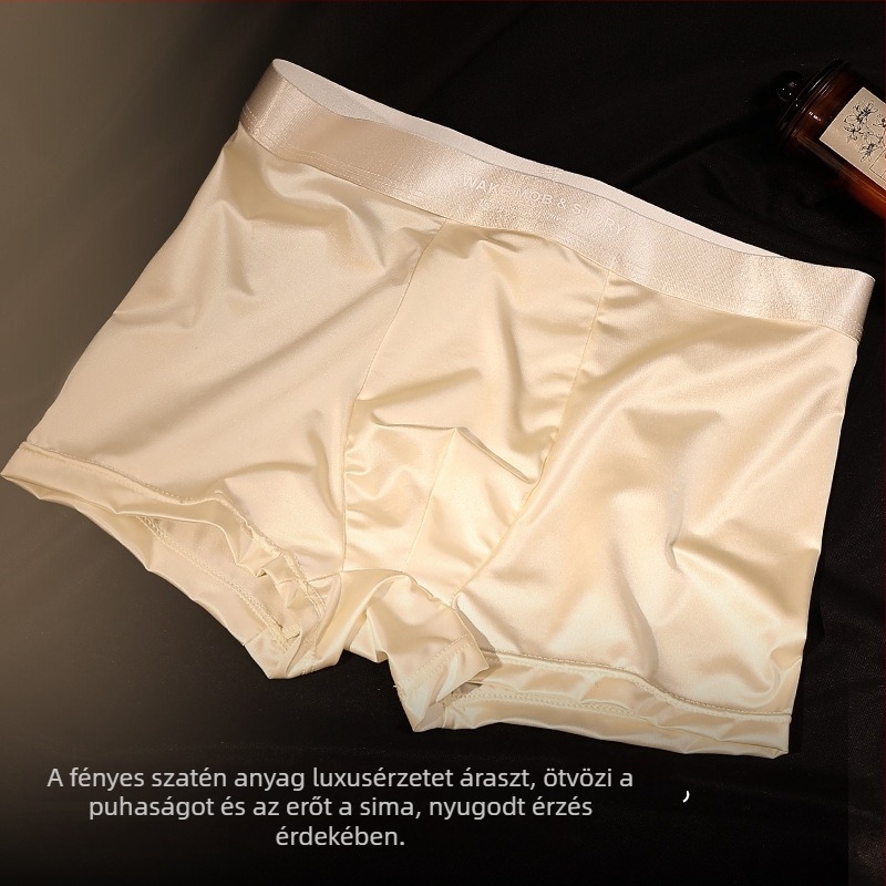 Fényűző Ice Silk férfi alsónemű, selyemfényű, légáteresztő, antibakteriális, varrat nélküli, nagy méretű boxeralsó