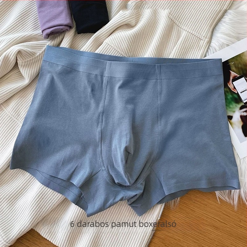 3 darab pamut boxer brief férfiaknak, oldalsó varrás nélkül, lélegző, középmagas derekú, nyom nélküli