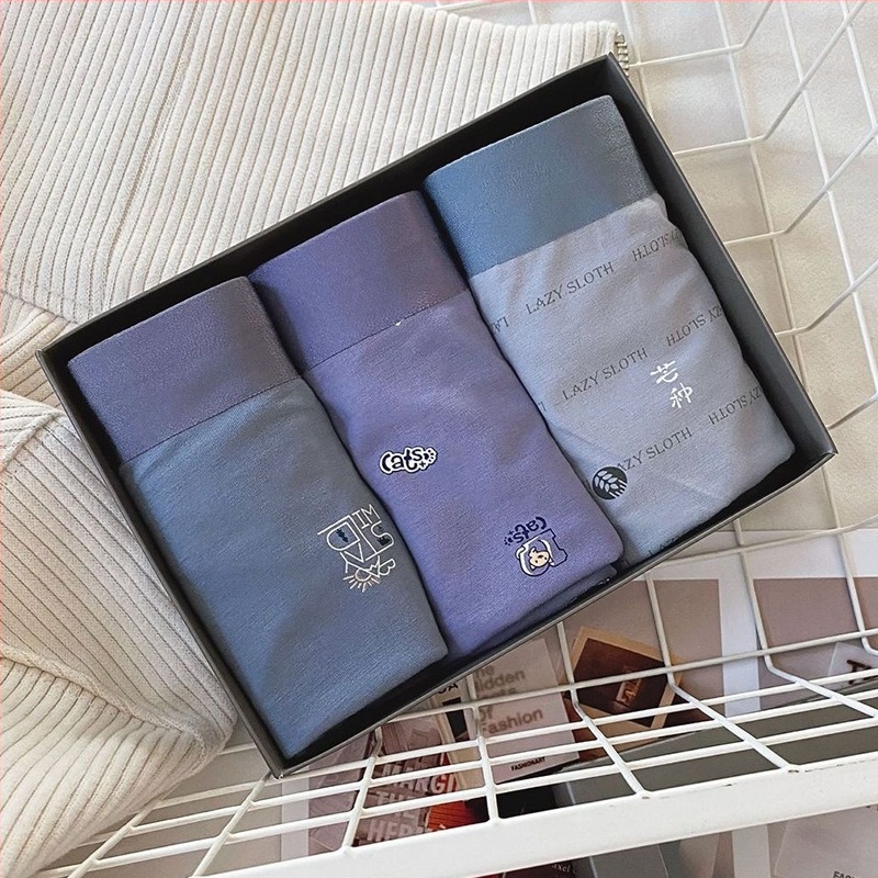 3 darab pamut boxer brief férfiaknak, oldalsó varrás nélkül, lélegző, középmagas derekú, nyom nélküli