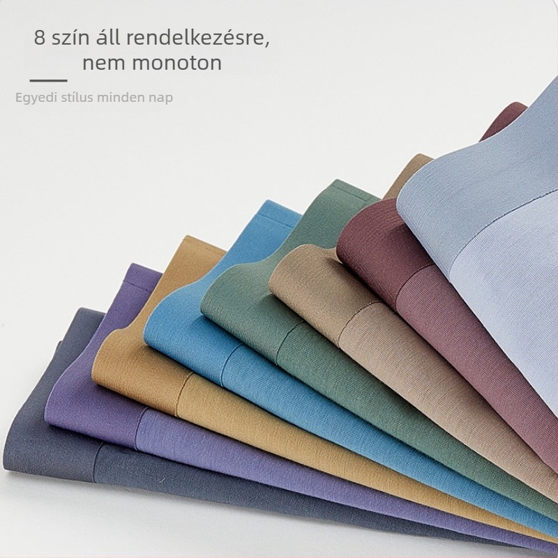 Férfi pamut seamless boxeralsó, középmagas derékkal, lélegző, egyszínű, belső része mulberry selyemmel