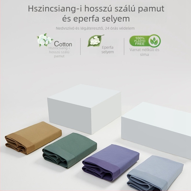 Férfi pamut seamless boxeralsó, középmagas derékkal, lélegző, egyszínű, belső része mulberry selyemmel