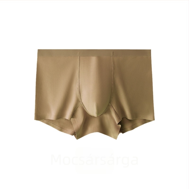 Férfi pamut seamless boxeralsó, középmagas derékkal, lélegző, egyszínű, belső része mulberry selyemmel