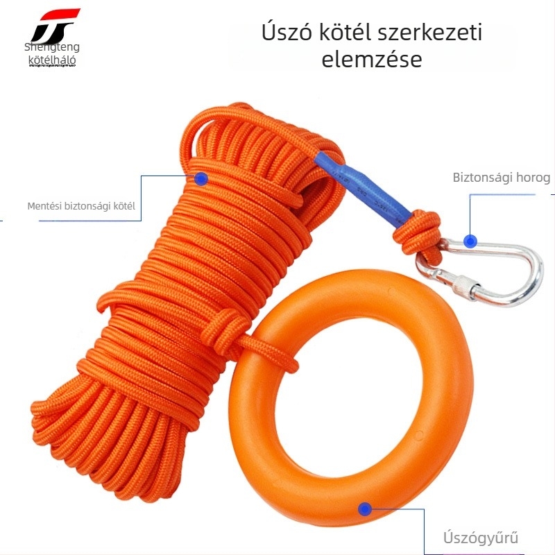 Shengteng 6–12 mm lebegő mentőkötele – fényvisszaverő, foszforescáló, vízi mentéshez és snorkelzéshez