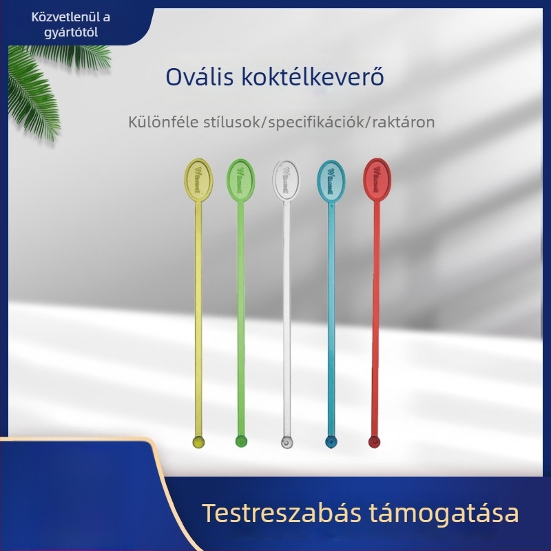 Személyre szabott áttetsző tojás alakú koktélkeverő hosszú nyéllel