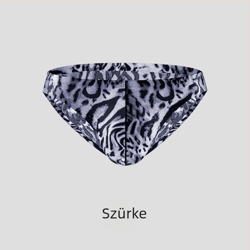 Leopárdmintás ice silk férfi alsónemű, varrás nélküli, gyorsan száradó sportos alsónemű
