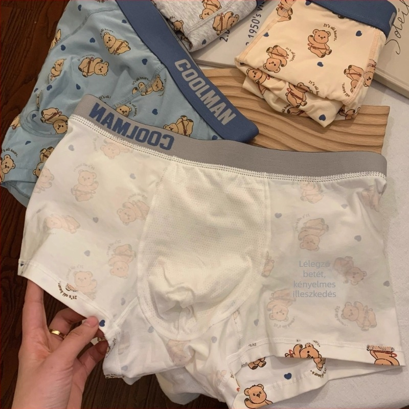 Férfi pamut boxer briefs antibakteriális, lélegző, bő szabású, nagy méret