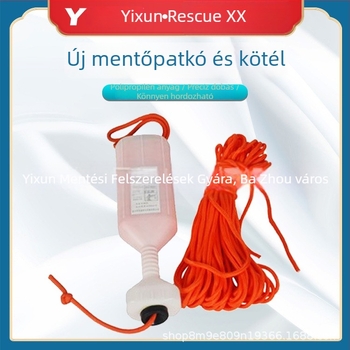 Kézzel dobható mentőgyűrű úszó kötéllel és burkolattal
