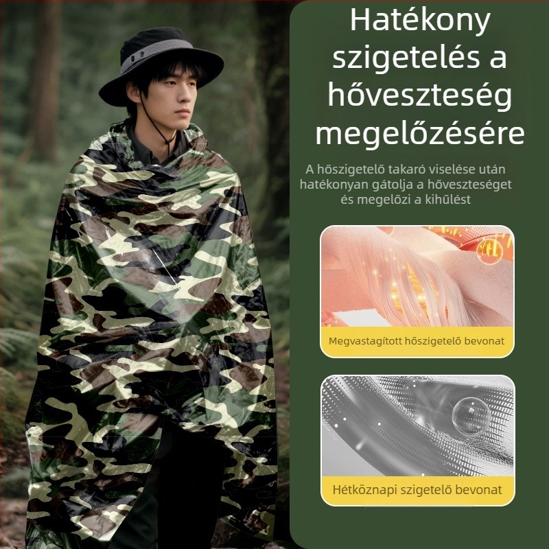 Lanfan kamuflált szigetelt vészhelyzeti takaró – kültéri vízálló túlélő felszerelés, hordozható kompakt földrengéshez