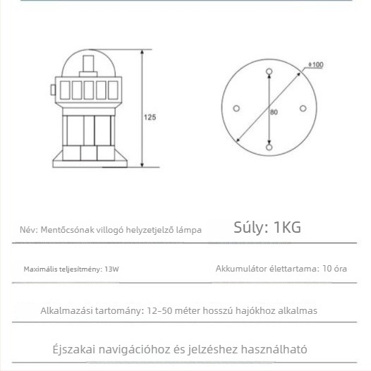 BSW9812 Mentőcsónak pozíciójelző lámpa CCS-EC tanúsítvány, villanó típus