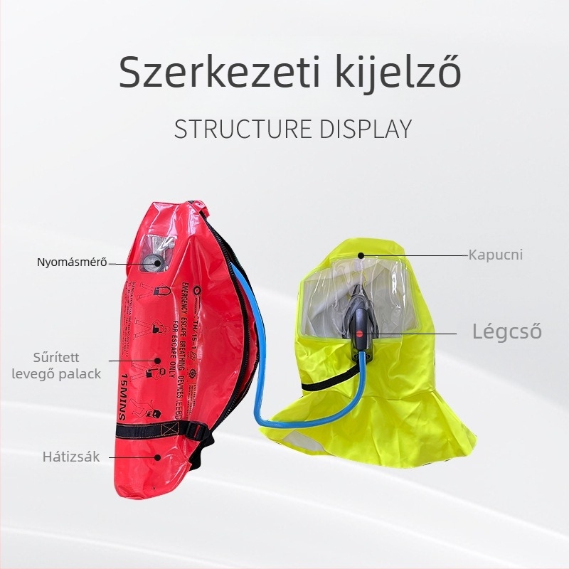 Tengeri hordozható izolációs vészhelyzeti kilépő légzőmaszk, EEBD 15 perc és tároló doboz