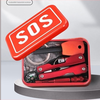 Kültéri SOS túlélődoboz készlet sürgősségi eszközökkel