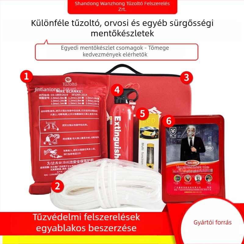 Tűzvédelmi négy részes készlet otthonra és szállodába