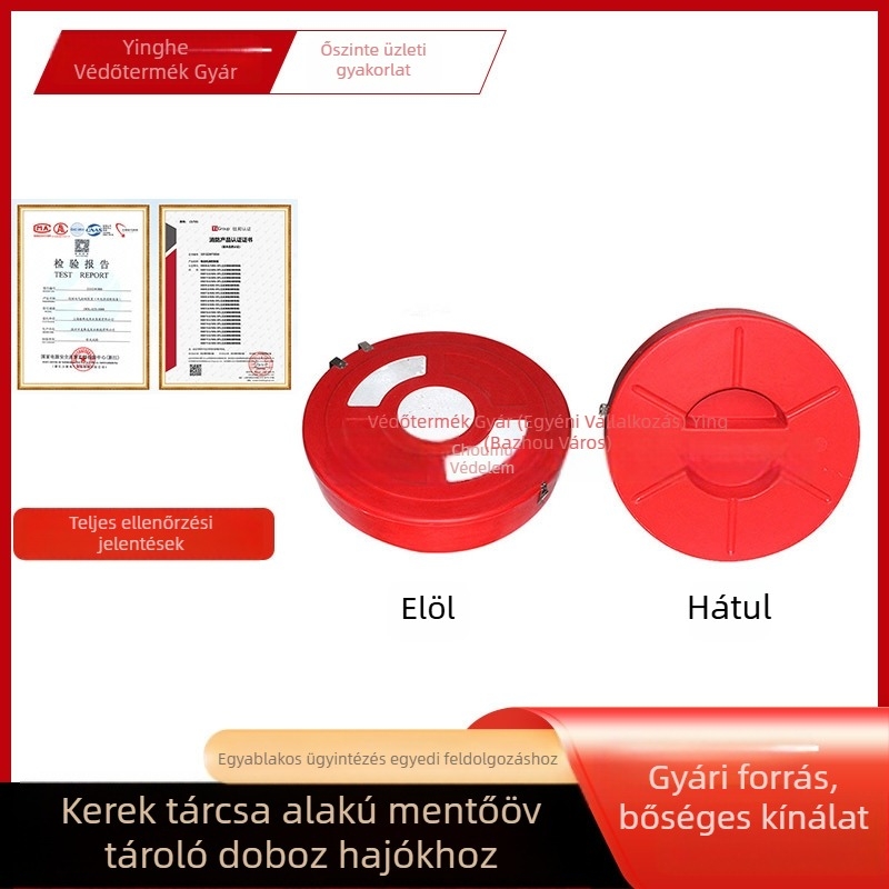 Korong alakú tengeri mentőgyűrű tároló doboz üvegszálas anyagból