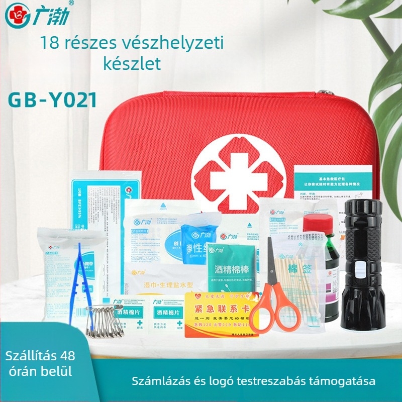 18 részes autómentő készlet hordozható EVA tokban – kültéri elsősegély és biztonság