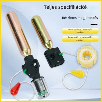 CO2 gázpalack felfújható mentőmellényhez, 33 g vagy 24 g, vízérzékeny elem tabletta, kiegészítő eszköz