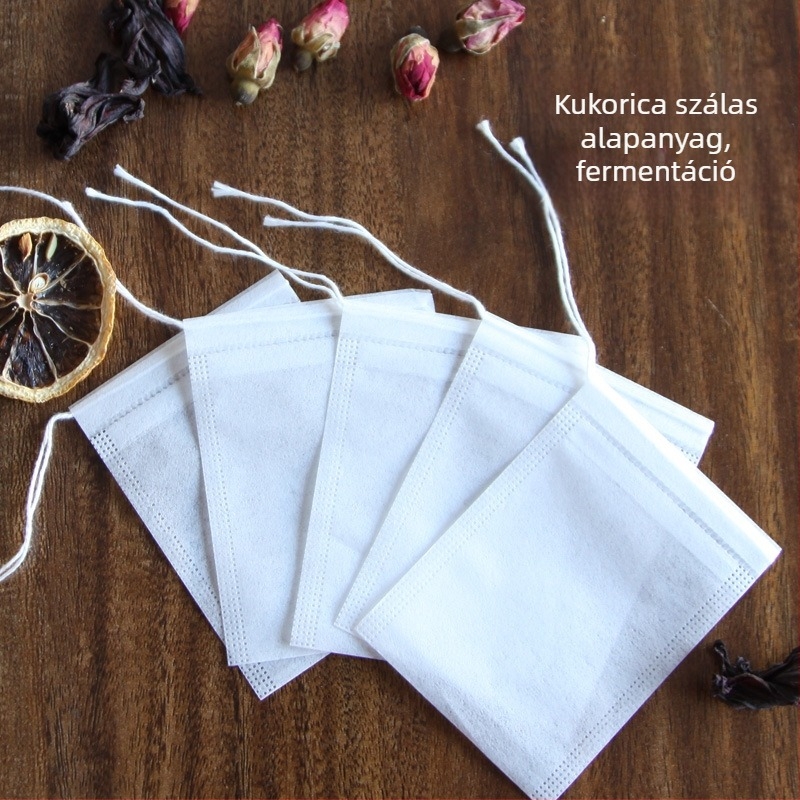 Kukorica rostból készült egyszer használatos teafilter zacskók, biológiailag lebomlóak, méret 5,5 × 7 cm, 100 db
