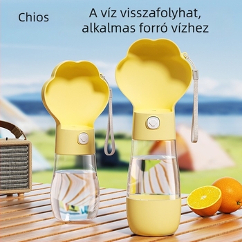 Hordozható kisállat vízpalack kutyáknak és macskáknak beépített ivókanállal