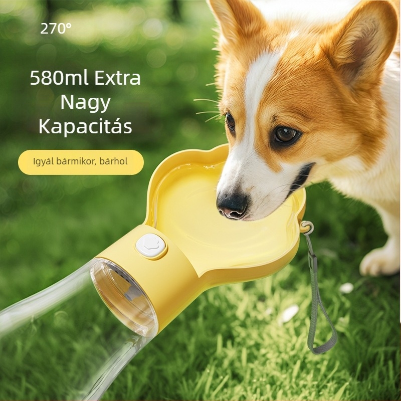 Hordozható kisállat vízpalack kutyáknak és macskáknak beépített ivókanállal