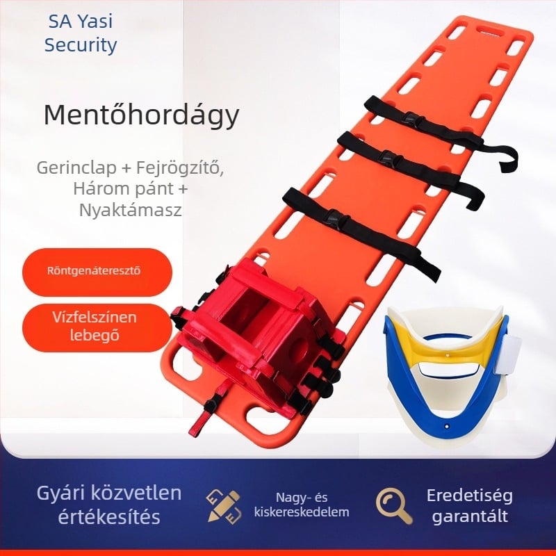 As'an úszó mentőgerinc-tábla fej-immobilizálóval és nyaki támasz