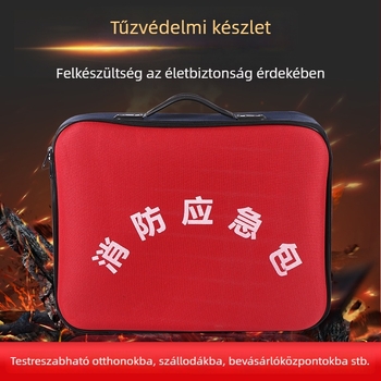 Tűzvédelmi vészhelyzeti készlet mentő táskával és tároló dobozzal