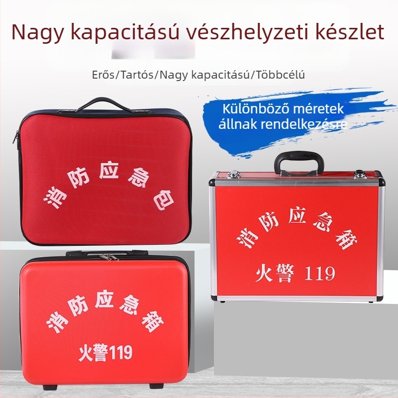 Tűzvédelmi vészhelyzeti készlet mentő táskával és tároló dobozzal