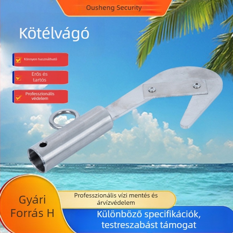 Vízmentő teleszkópos mentőkar, kötélvágóval, szénszálas anyagból, visszahúzható