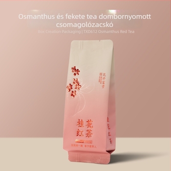 Osmanthus fekete tea – egyedi mini csomagolások, alumíniumfóliás forró nyomtatás