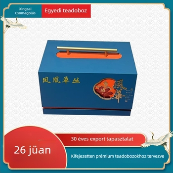 Phoenix Dancong tea számára készült fa ajándékdoboza, 38 × 24 × 10 cm, luxus üres teás doboz testreszabáshoz