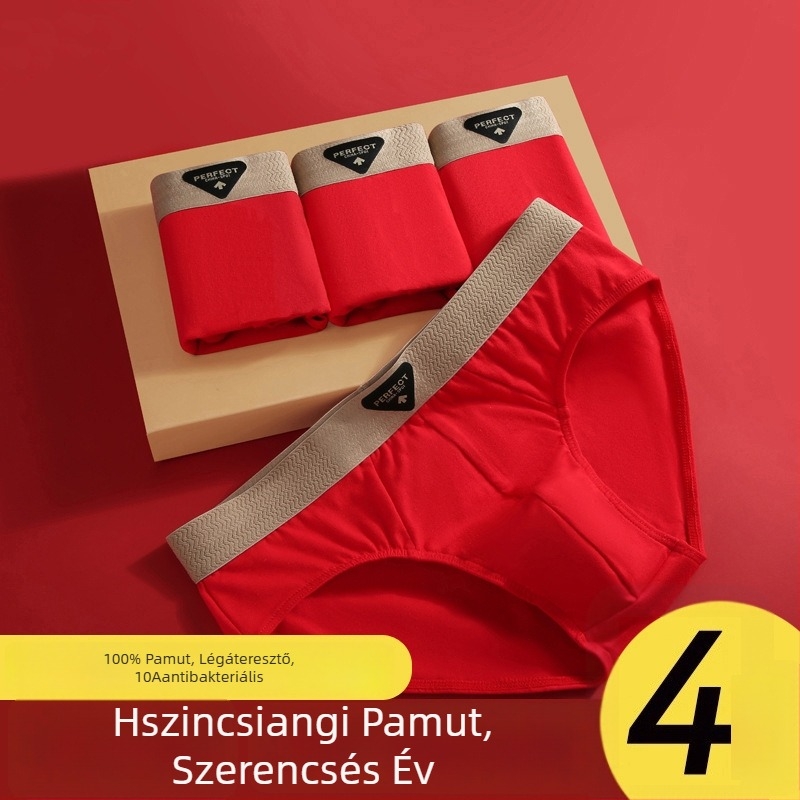 Piros férfi pamut háromszög fazonú alsónadrág antibakteriális, minden évszakra