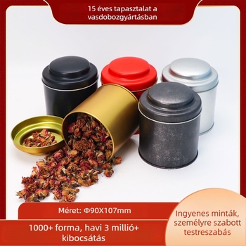 Személyre szabható kis zöld mandarin-teásdoboza, élelmiszer-minőségű fémdoboz, kör alakú, domború fedél