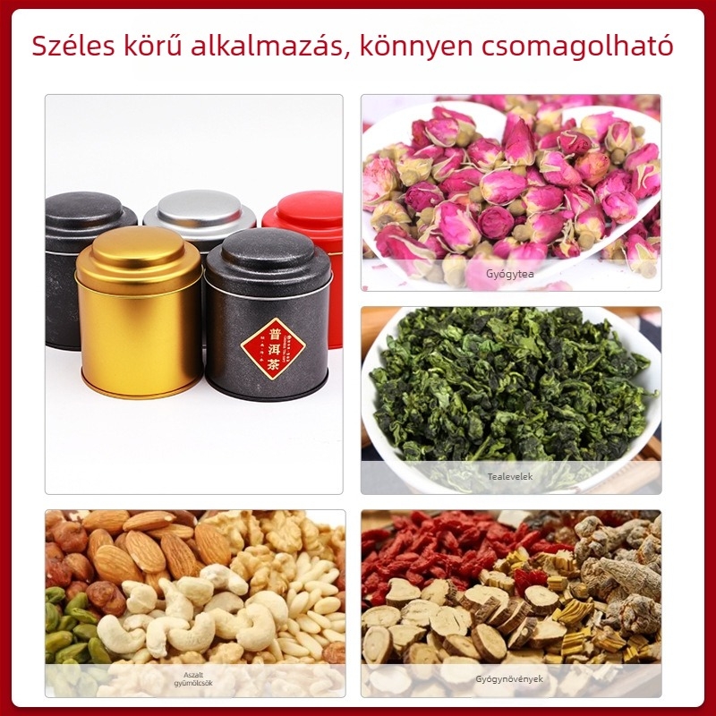 Személyre szabható kis zöld mandarin-teásdoboza, élelmiszer-minőségű fémdoboz, kör alakú, domború fedél
