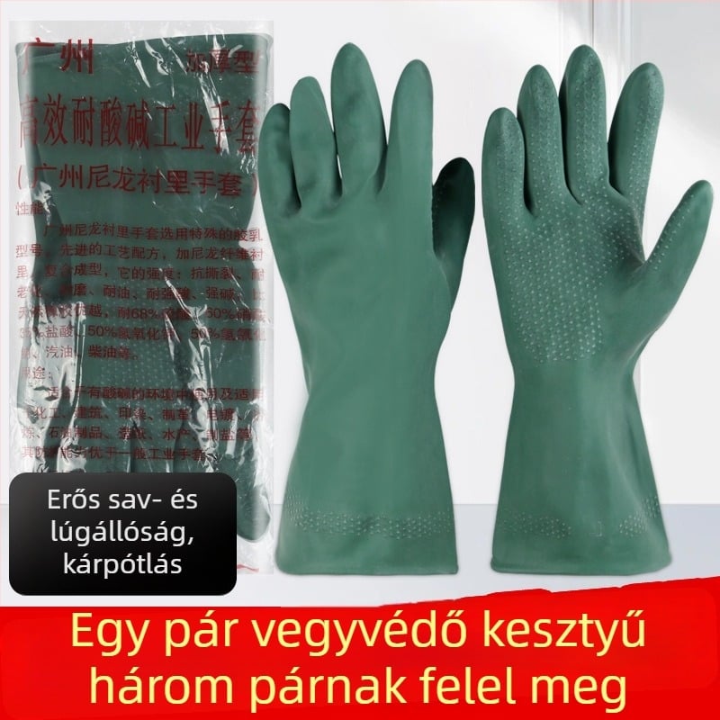Butilkaucsuk kesztyűk nylon béléssel — kémiai ellenálló, vastagított védő munkavédelmi kesztyűk