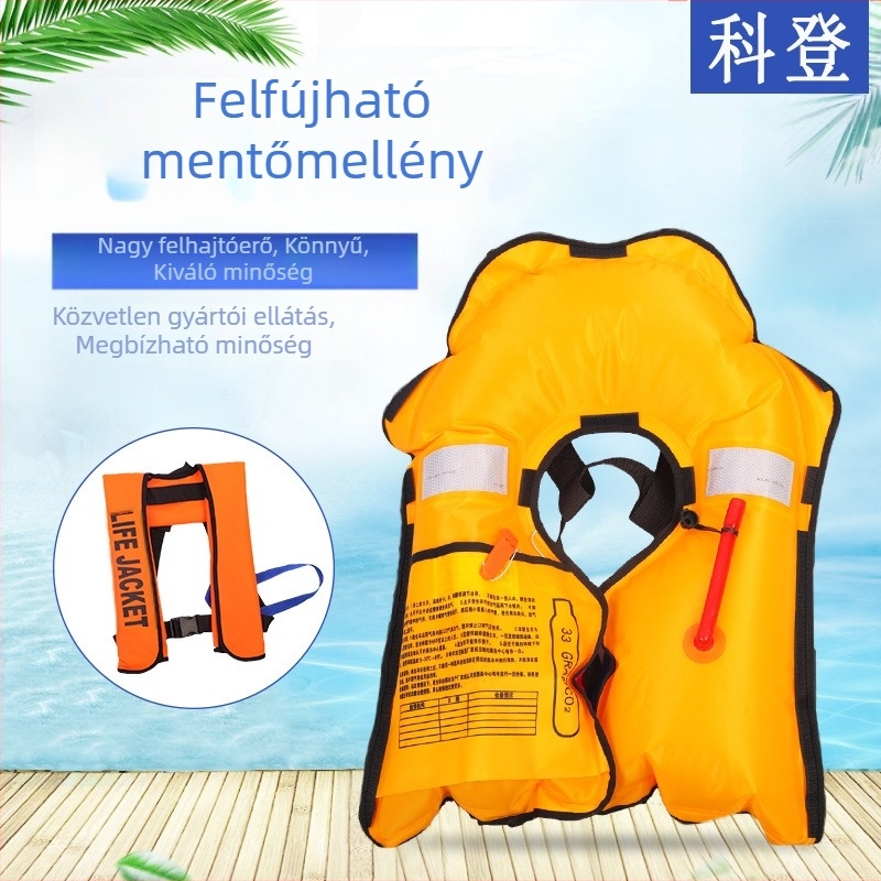 Tengeri használatra tervezett felfújható mentőmellény automatikus és kézi felfúvással