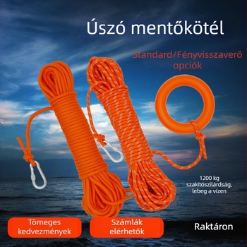 Vízfelületi mentő kötél, fényvisszaverő és biztonságos