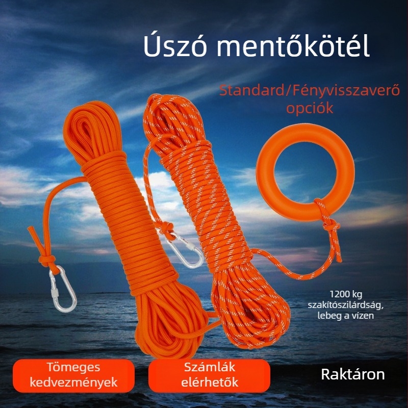 Vízfelületi mentő kötél, fényvisszaverő és biztonságos