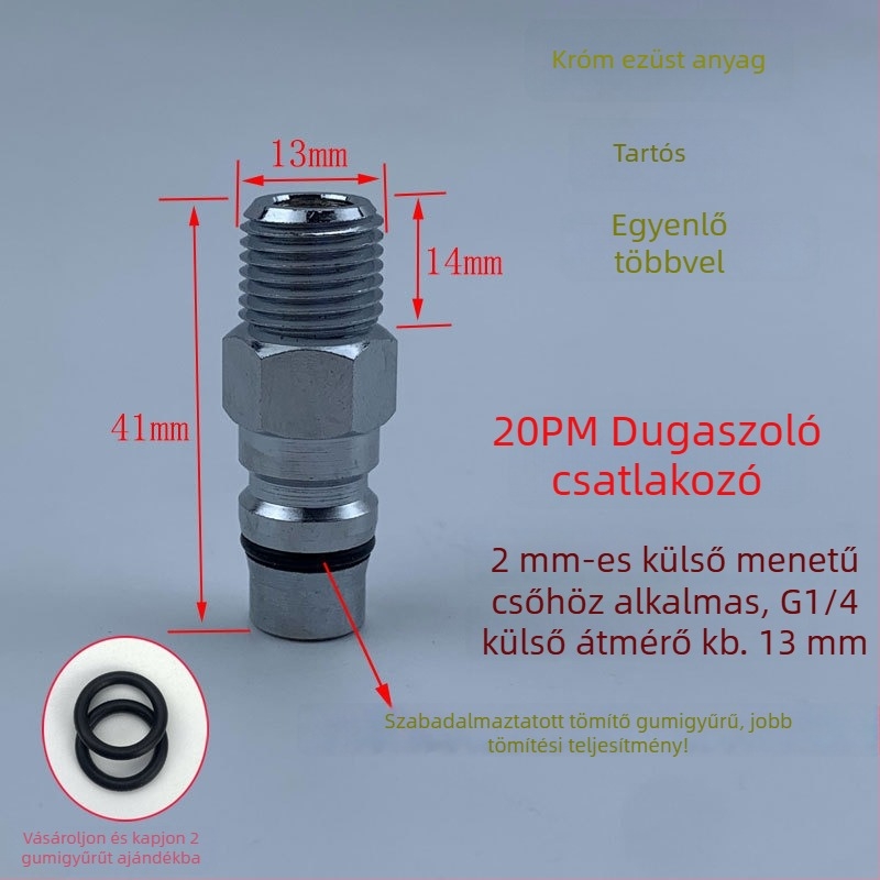 Kiváló minőségű fekete-arany acélból készült pneumatikus gyorscsatlakozó, megerősített gyorsdugóval, kis légfúvópisztoly a por fújásához, külső menetes férfi végződés 20PM
