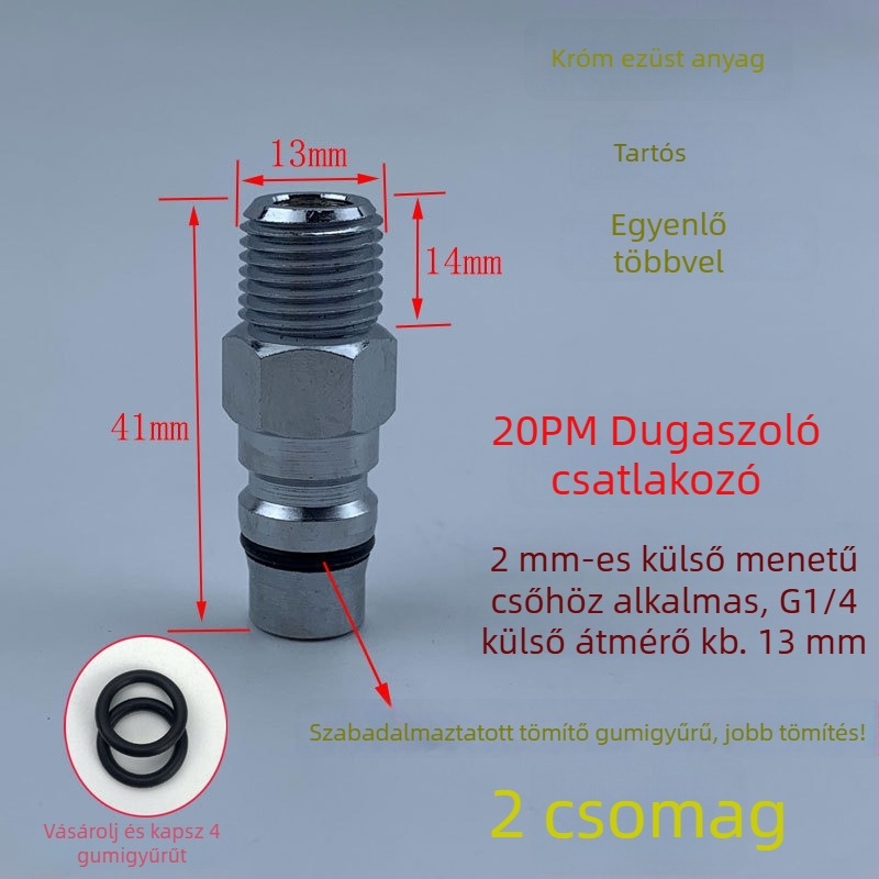 Kiváló minőségű fekete-arany acélból készült pneumatikus gyorscsatlakozó, megerősített gyorsdugóval, kis légfúvópisztoly a por fújásához, külső menetes férfi végződés 20PM