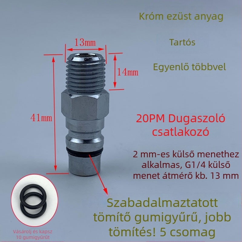 Kiváló minőségű fekete-arany acélból készült pneumatikus gyorscsatlakozó, megerősített gyorsdugóval, kis légfúvópisztoly a por fújásához, külső menetes férfi végződés 20PM