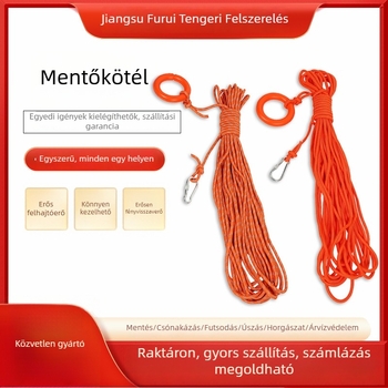Úszó mentő kötél készlet, 8 mm, 30 m, gyűrűvel és csattal