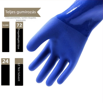 Teljesen bemártott gumikesztyűk granulátumos csúszásmentes felülettel, olajálló, vastagabb kivitel, ipari használatra, matt felület