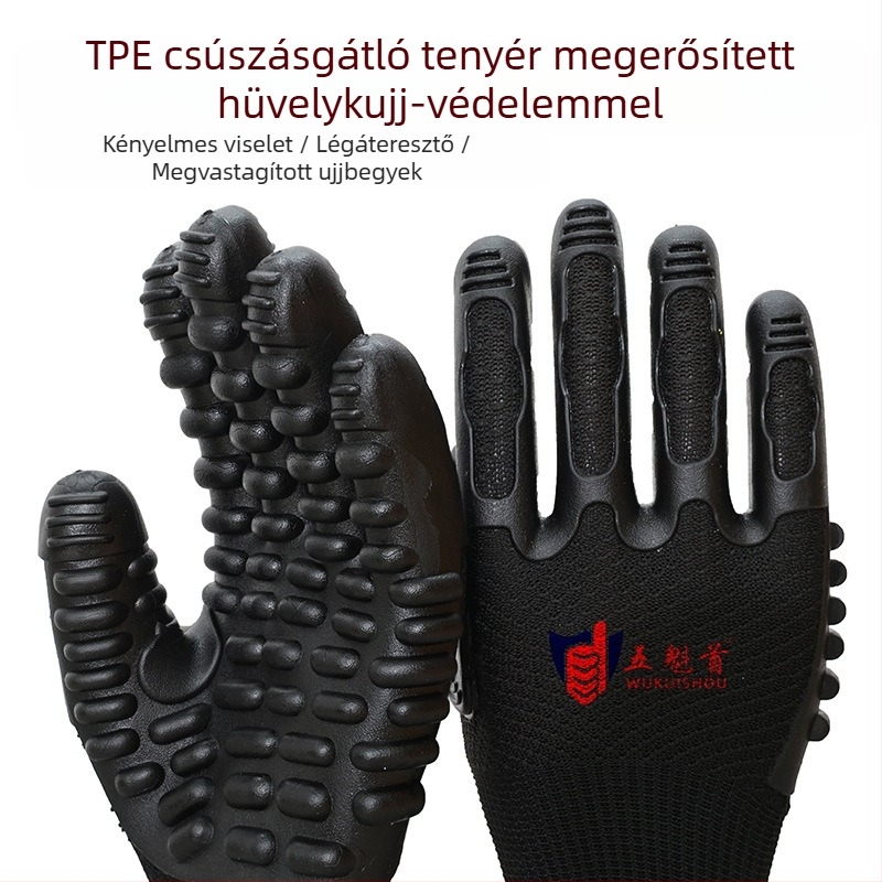 Ipari antivibrációs kesztyűk, légáteresztő, építkezésekhez, csúszásmentes és kopásálló