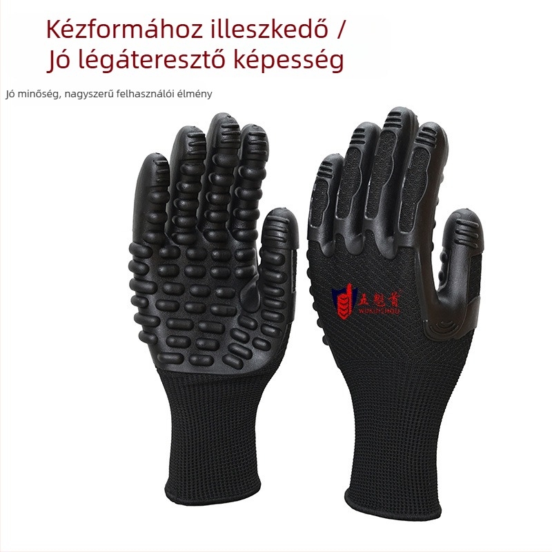 Ipari antivibrációs kesztyűk, légáteresztő, építkezésekhez, csúszásmentes és kopásálló