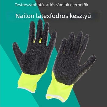Színes 13-gauge nylon-latex kötött munkakesztyűk, texturált felülettel, csúszásmentes, kopásálló, lélegző