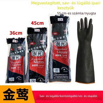 Orioles meghosszabbított és megerősített latex ipari kesztyűk sav- és lúgállósággal, 55 cm; 35 cm kémiailag ellenálló, korrózió- és kopásálló kesztyűk, 45 cm