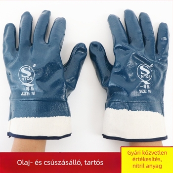 Kék nitril kesztyűk, nagy méret, olajálló, kopásálló, csúszásmentes védő kesztyűk