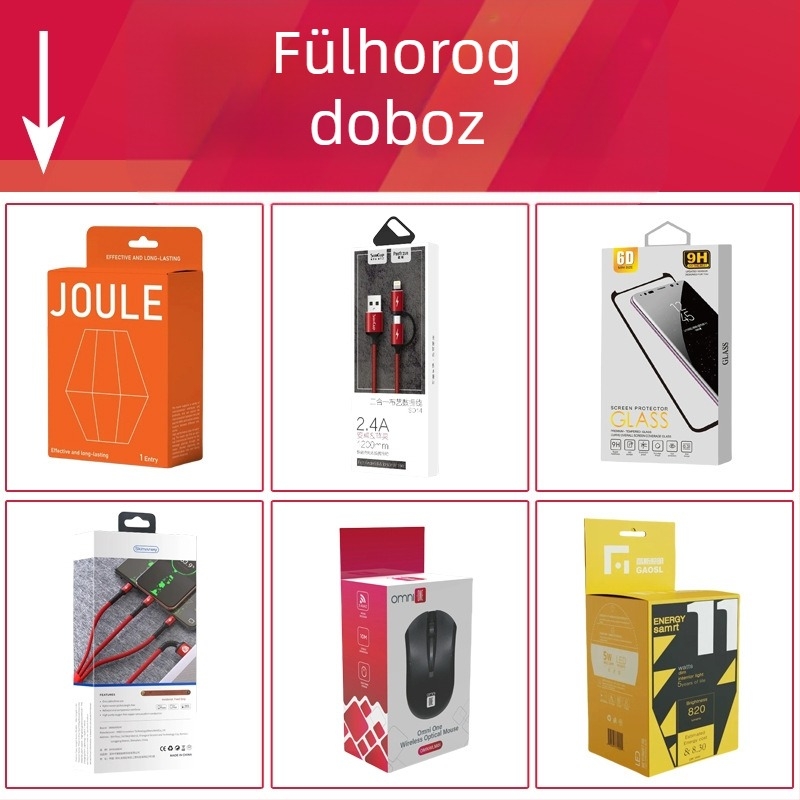 Adatkábel csomagoló doboz, 3C digitális színes doboz, testreszabható egér- és fülhallgató dupla beillesztős doboz, fehér kartondoboz, kis tétel hullámkarton doboz