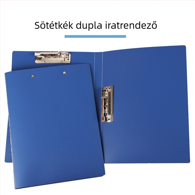 Kék A4-es műanyag irattartó dupla csiptetővel