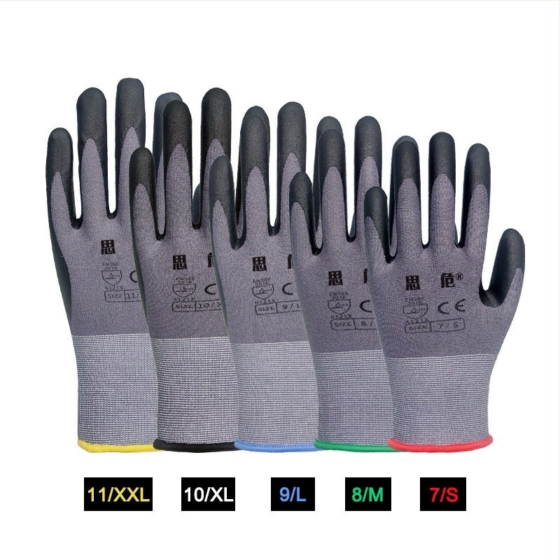 S70313 Nylon-nitril habosított munkakesztyűk, lélegzők, kopásállók, csúszásmentesek, vízállóak és olajállóak
